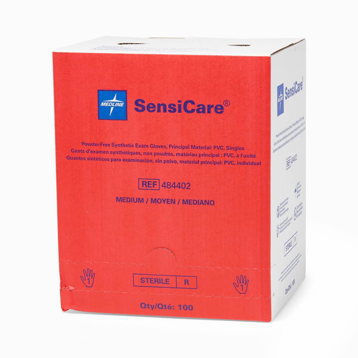 SensiCare Sterile PowderFree Stretch Vinyl Exam Gloves Singles Size M