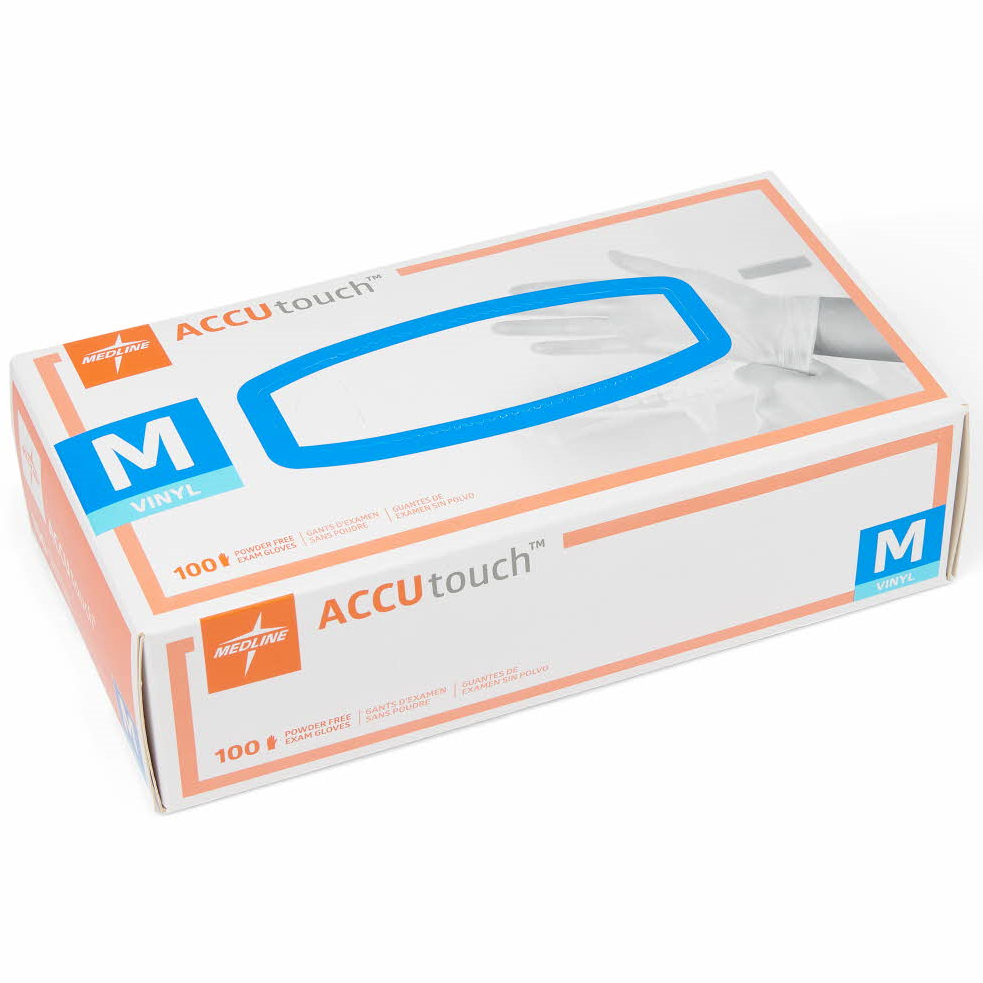 Medline Accutouch Synthetic Vinyl Exam Glove M 100Ct