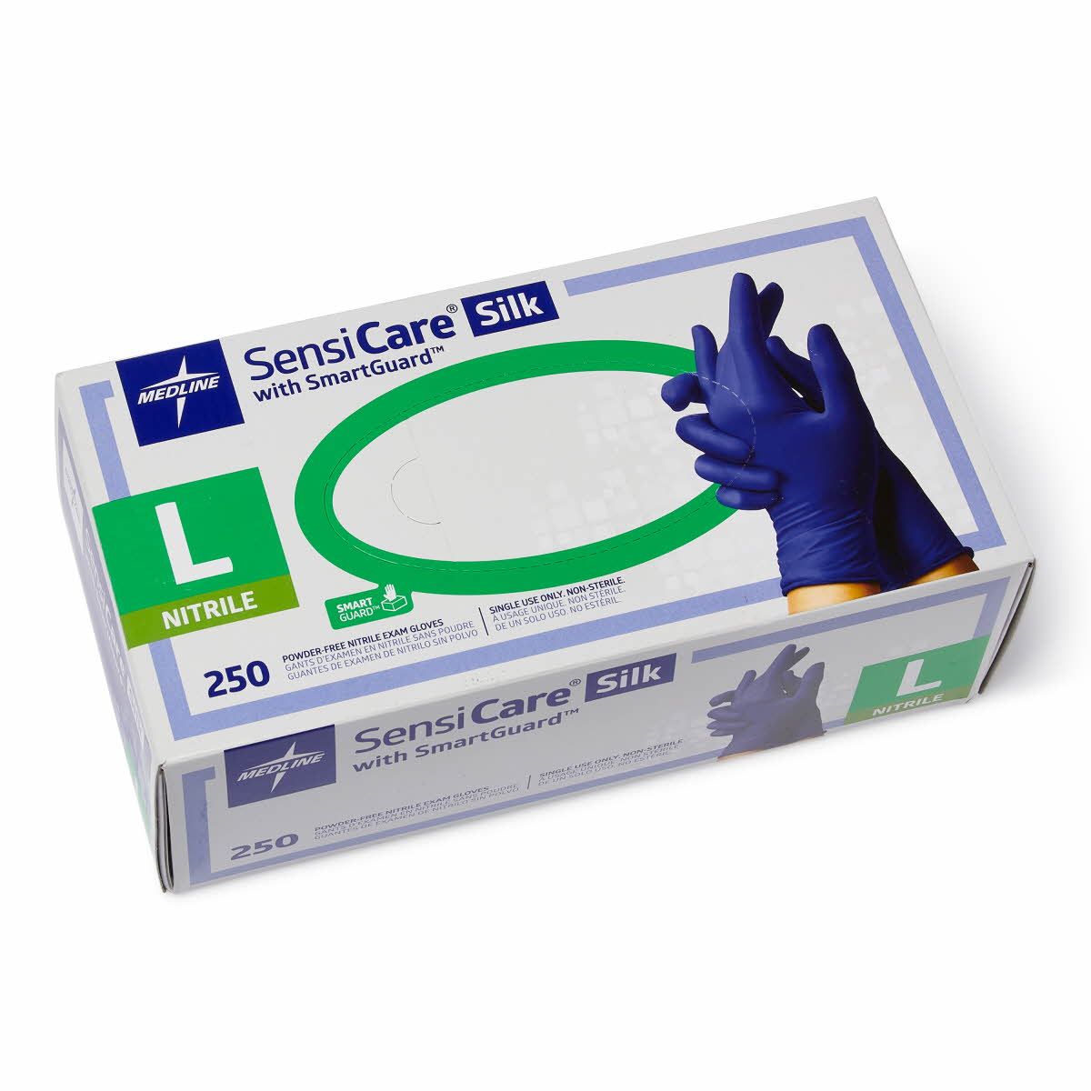 SensiCare Silk Nitrile Exam Gloves SmartGuard Box L 250Ct
