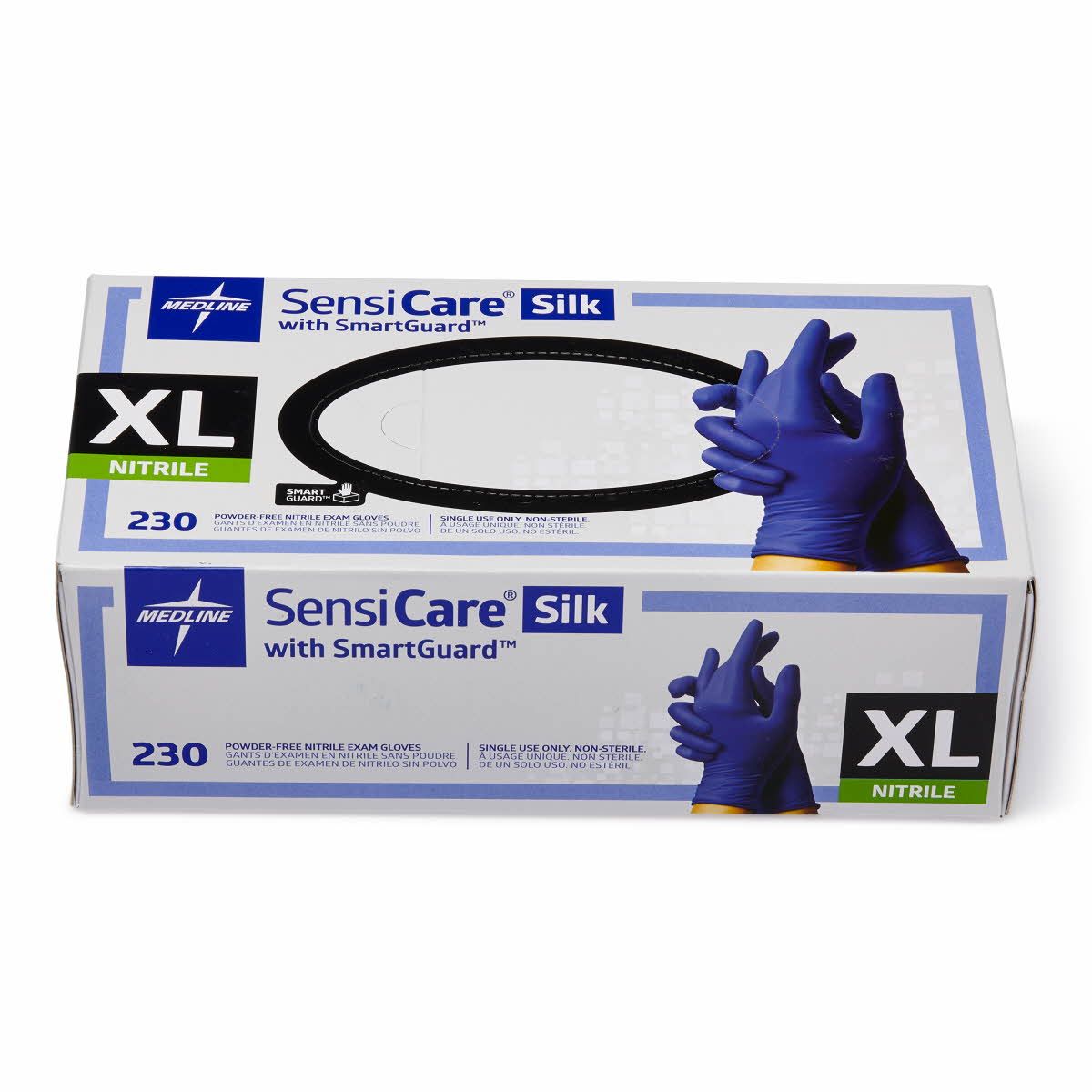 SensiCare Silk PowderFree Nitrile Exam Gloves with SmartGuard Film, Size XL AtHome Medline