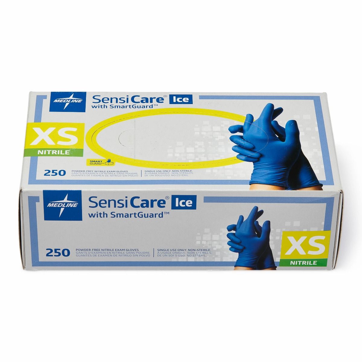 Medline SensiCare Ice Nitrile Exam Gloves SG XS 2500Ct