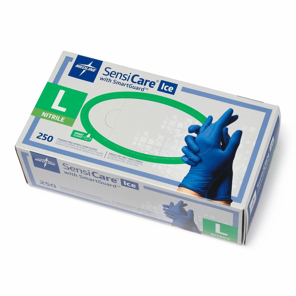 Medline SensiCare Ice Nitrile Exam Gloves SG L 2500Ct