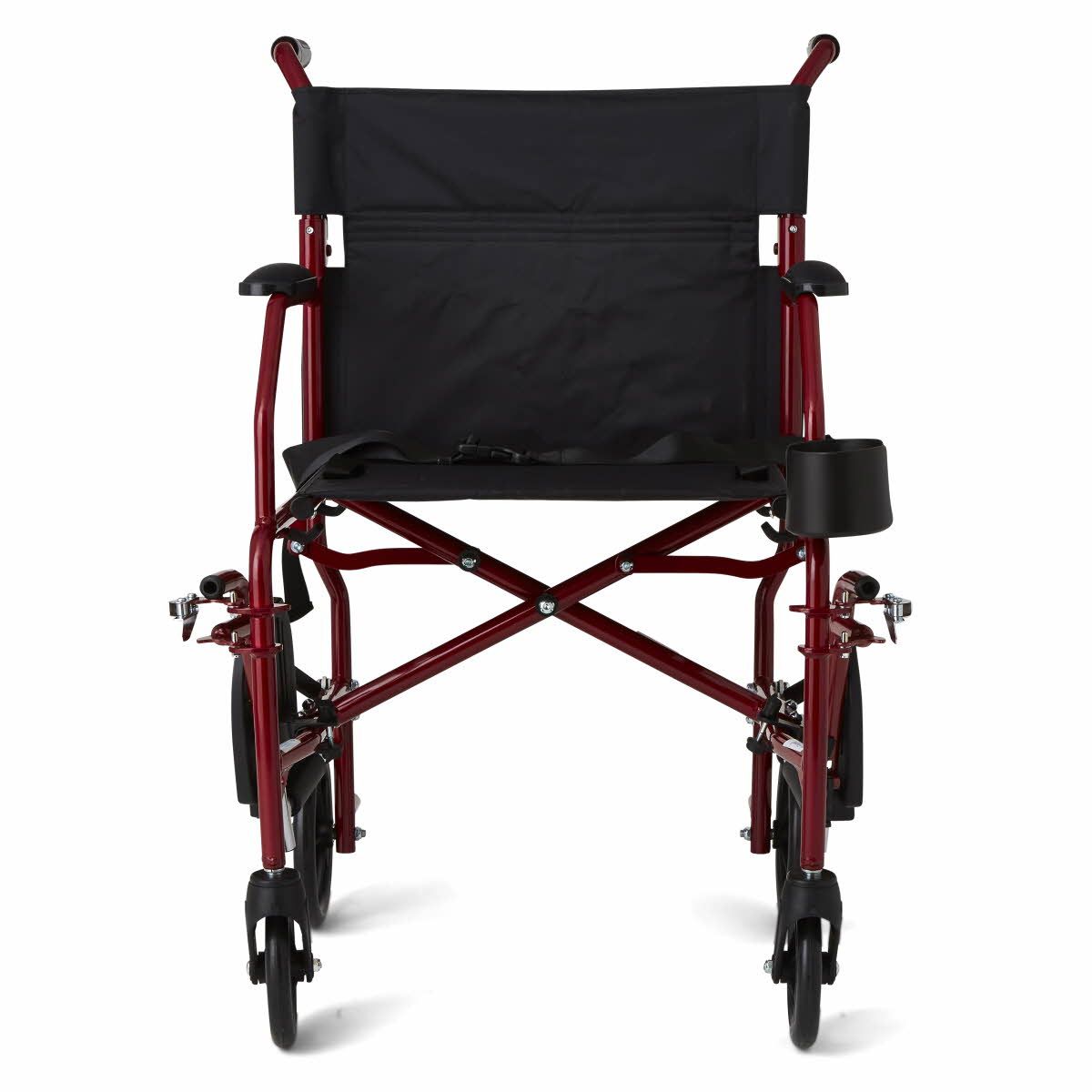 Medline Ultralight Transport Chair 300lb Red 1Ct