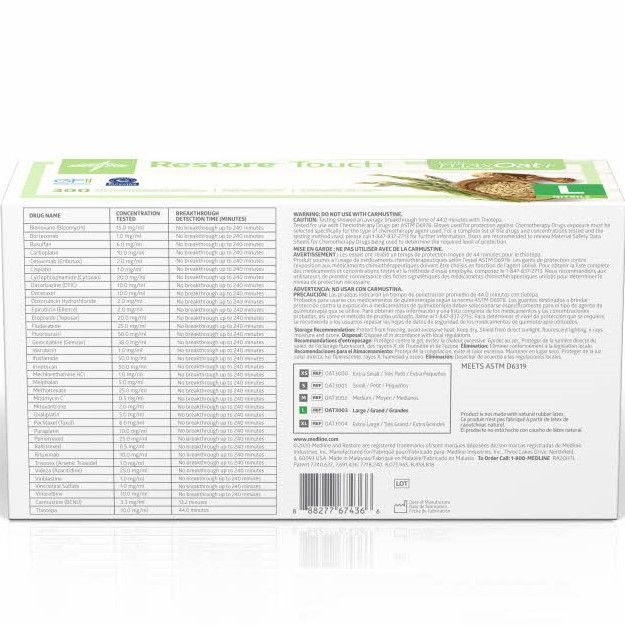 Medline Restore Touch Nitrile Gloves maxOat+ L 300Ct