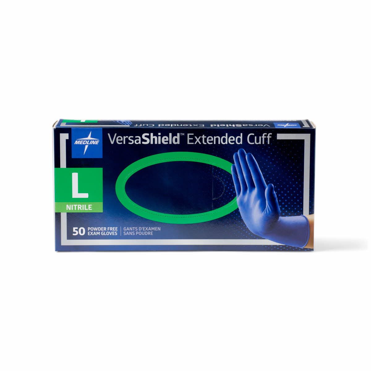 Medline VersaShield Extended Cuff Nitrile Glove L 50Ct
