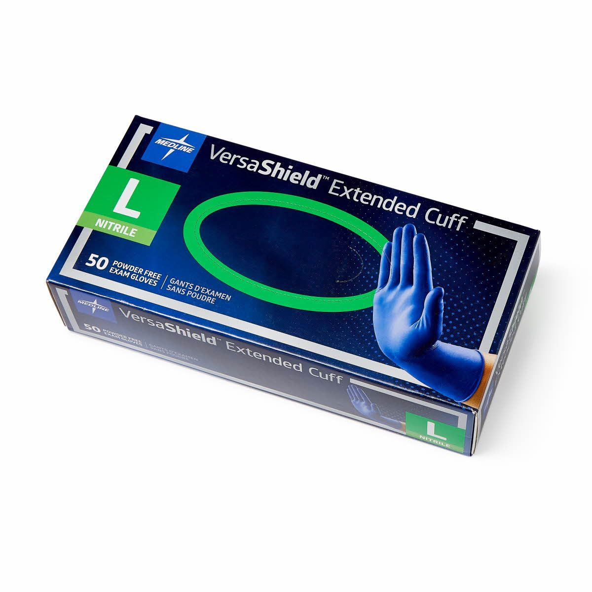 Medline VersaShield Extended Cuff Nitrile Glove L 500Ct