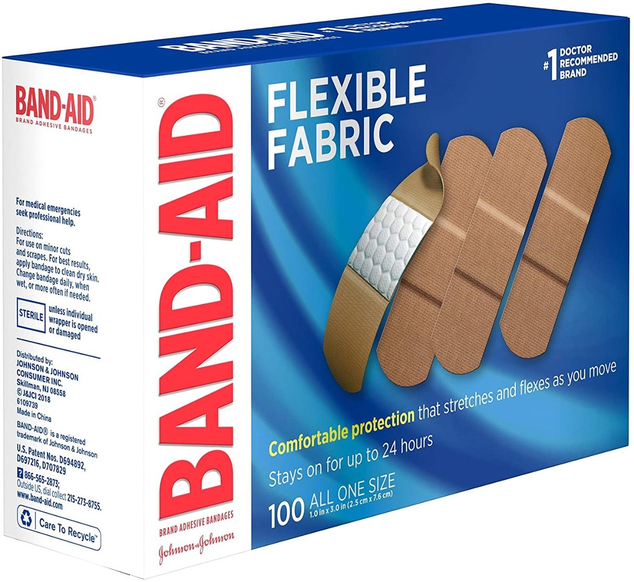 BANDAID Flex Fabric Bandages 1x3in 100Ct