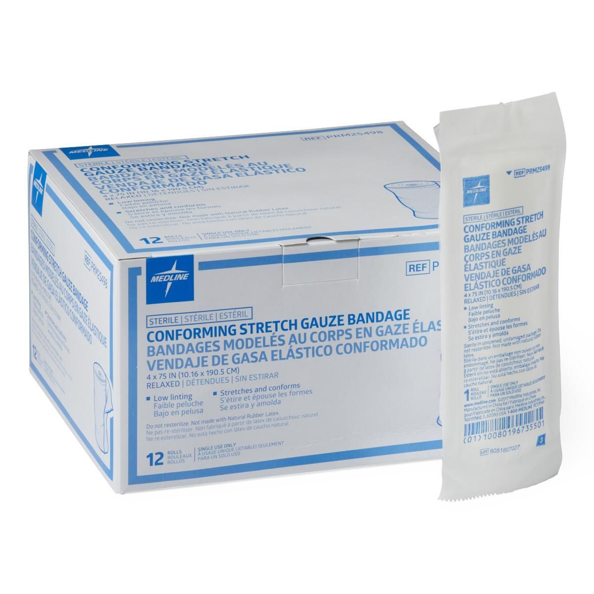 Medline Ster Conform Stretch Gauze Bandage Lt 4x75 12Ct