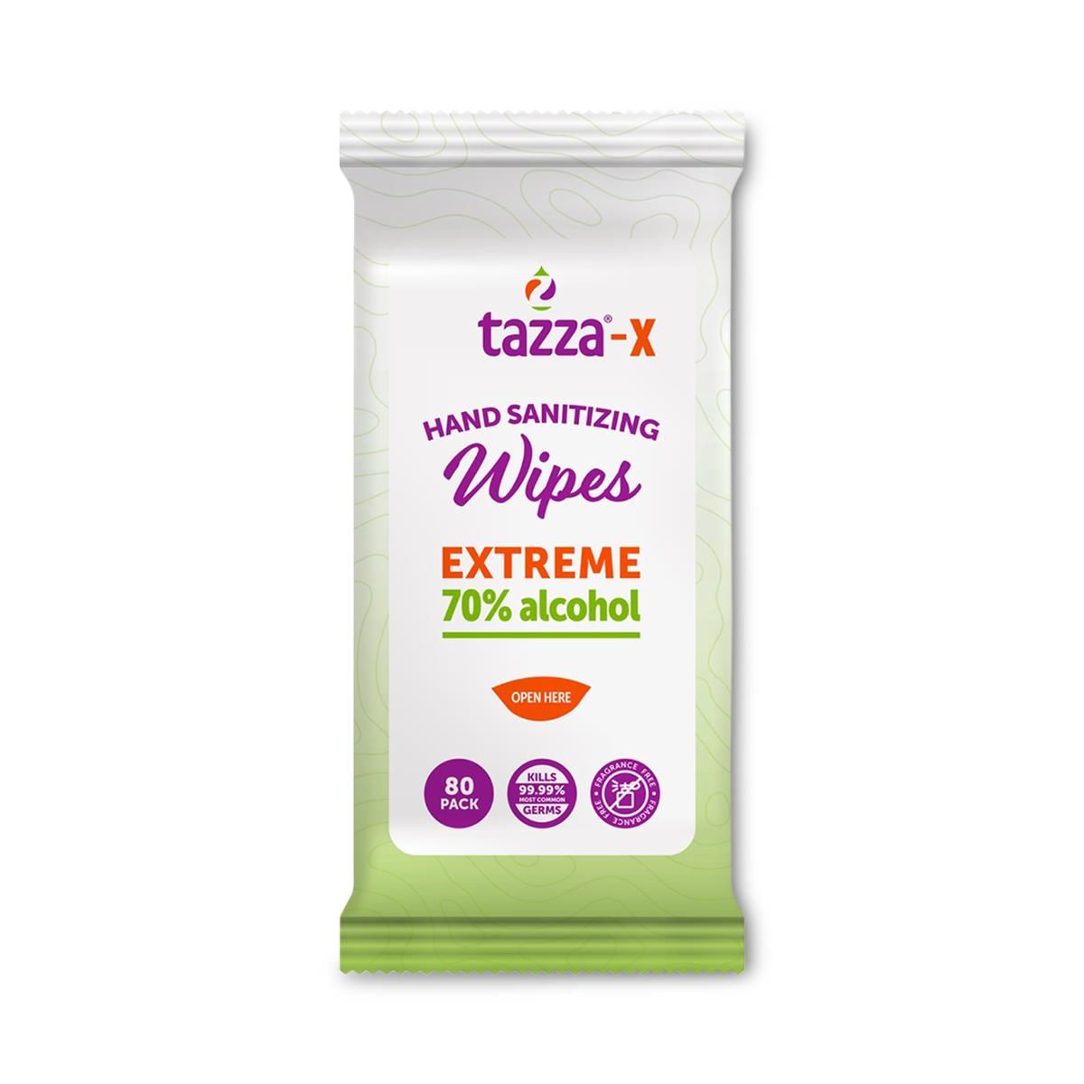 Tazza Extreme Hand Sanitizing Wipe Flow Pack, 70 Alcohol Formula, 80Ct