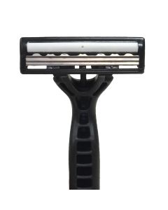 Disposable Facial Razors with Triple Blades and Lubrication Strip, Blue, Box of 10