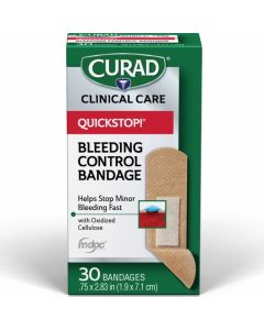 Curad QuickStop! Flex-Fabric Bandages Strip 0.75in x 2.83in 30Ct