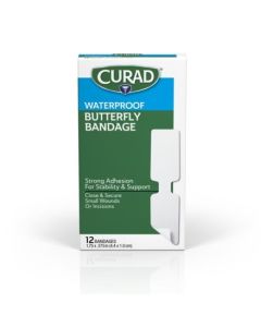 Curad Butterfly Closure Waterproof Adhesive Bandage Plastic 1.75in x 0.375in White 12Ct
