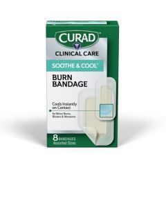 Curad Sooth & Cool Clear Waterproof Hydrogel Bandages Strip Assorted Sizes 8Ct
