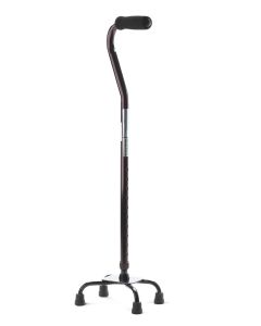 Medline Aluminum Quad Cane with Small Base Offset Handle 300lbs Black 1Ct