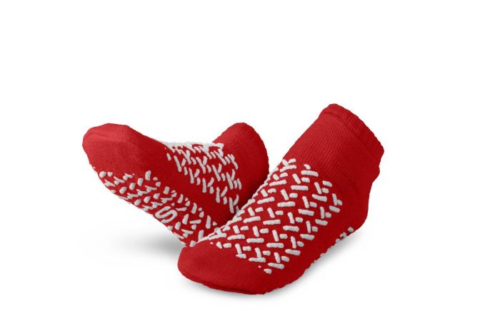 Medline Double-Tread Patient Slippers Red S 2Ct MDTDBLTREADSH by Medline