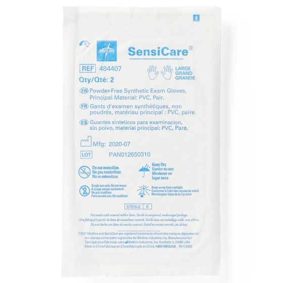 SensiCare Sterile PowderFree Stretch Vinyl Exam Gloves Size L 1Pair