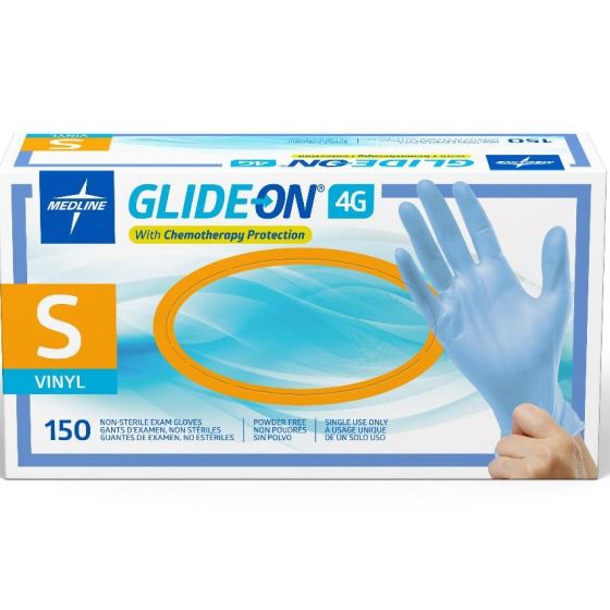Medline GlideOn 4G Vinyl Chemo Protection Gloves S 150Ct