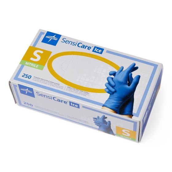 Medline SensiCare Ice Nitrile Exam Gloves S 250Ct
