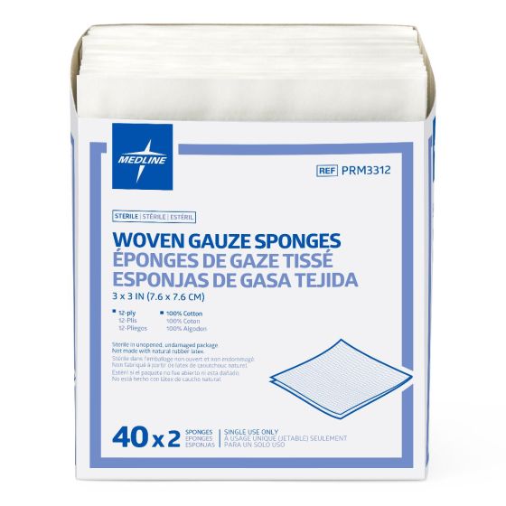 Caring St2s Woven Cotton Gauze Sponge 12ply 3x3 80Ct