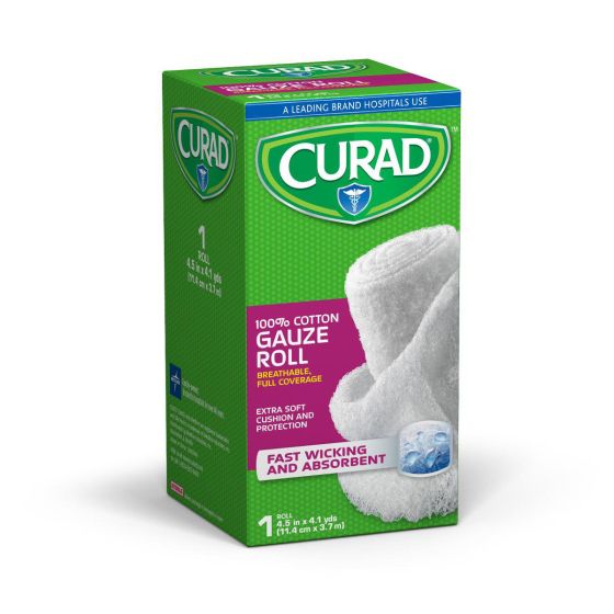 CURAD 100 Cotton Gauze Roll 4.56inx4yd 24Ct
