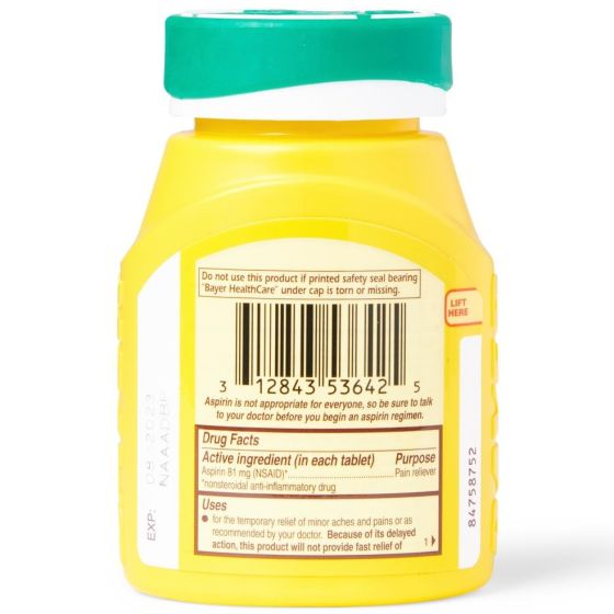 Bayer Low Dose Aspirin Pain Reliever Tablet 81mg 7200Ct