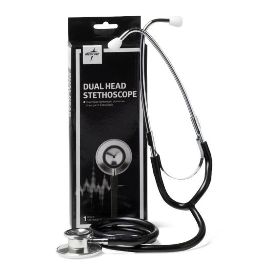 Medline DualHead Stethoscope Black 1Ct