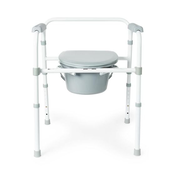 Medline 3in1 Folding Steel Commode Retail 350lb Cap 1Ct
