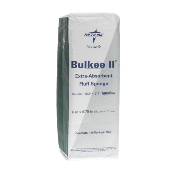 Medline Bulkee II Extra Absorb Fluff Sponge 6x6.75 100Ct 