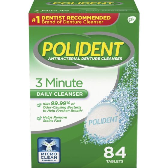 Polident 3-Minute Daily Denture Cleanser Tablets 84Ct