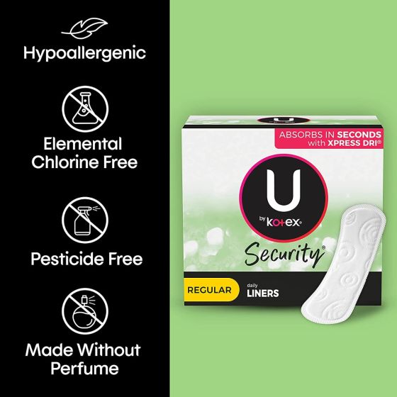 U by Kotex Security Regular Daily Panty Liners 64Ct