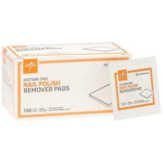 Medline AcetoneFree Nail Polish Remover Pad 100Ct
