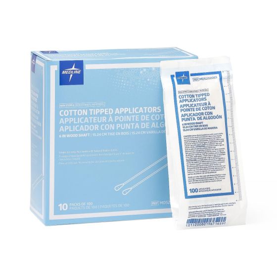 Medline Nonsterile 6in CottonTip Swab Applicator 1000Ct