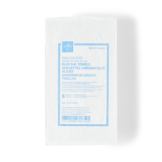 Medline Sterile Disposable Deluxe OR Towel Blue 17x27 80Ct