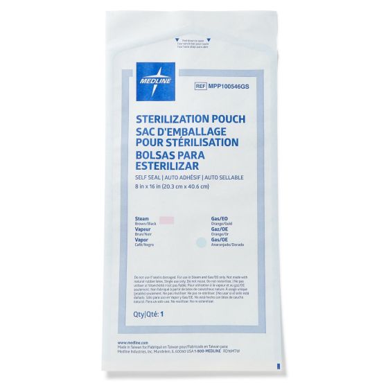 Medline Steam/Gas SelfSeal Sterilization Pouch 8x16 200Ct