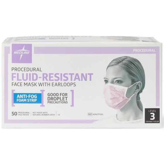 Medline ASTM Level 3 Face Mask with Antifog Foam 50Ct