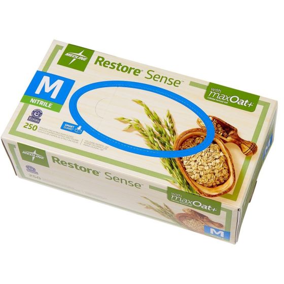 Medline Restore Sense Nitrile Gloves with maxOat+ Size M 2500Ct