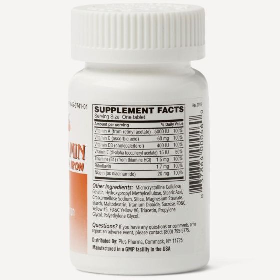 PlusPharma Daily Multivitamin with Iron Tablets 100Ct