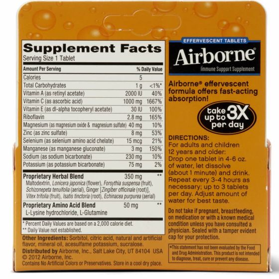 Airborne Vitamin C Effervescent Tablets Orange 10Ct
