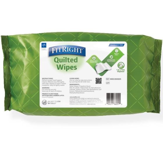 Medline FitRight Aloe Quilted Personal Wipes Shop All
