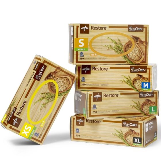 Restore PowderFree Nitrile Exam Gloves with Oatmeal Medline AtHome