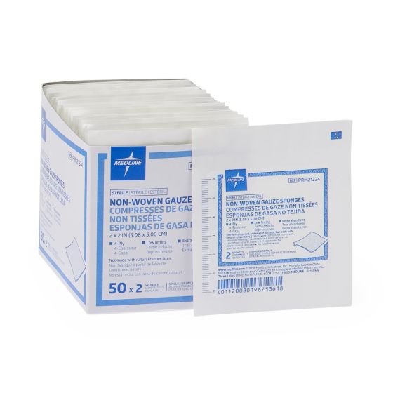 Medline Sterile Nonwoven Gauze Sponges 2s 4ply 2x2 3000Ct