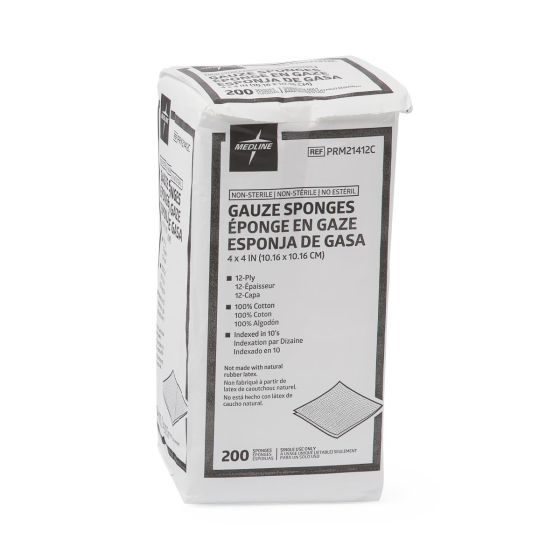 Medline NS Woven Cotton Gauze Sponge 12ply 4x4 200Ct