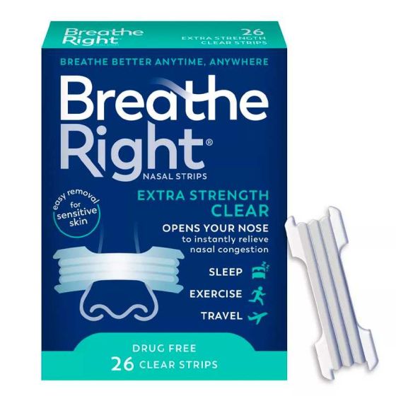 Breathe Right Extra Strength Clear Nasal Strips 26Ct