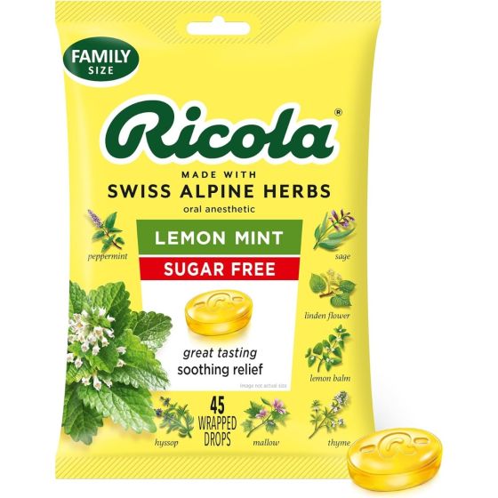 Ricola Cough Drops Sugar Free Lemon Mint 45Ct
