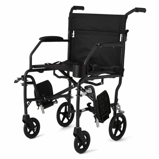 Medline Ultralight Transport Chair 300lb Black 1Ct