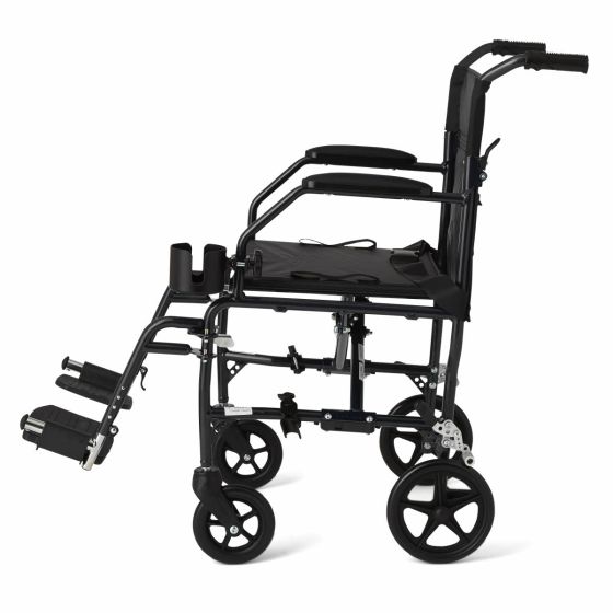 Medline Ultralight Transport Chair 300lb Black 1Ct
