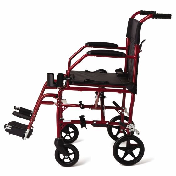 Medline Ultralight Transport Chair 300lb Red 1Ct