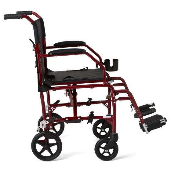 Medline Ultralight Transport Chair 300lb Red 1Ct