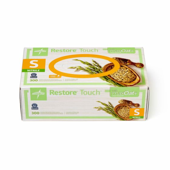 Medline Restore Touch Nitrile Gloves maxOat+ S 300Ct