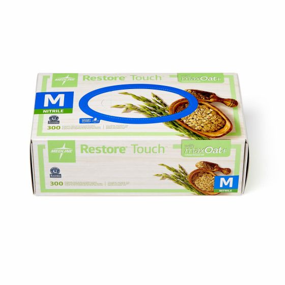 Medline Restore Touch Nitrile Gloves maxOat+ M 3000Ct